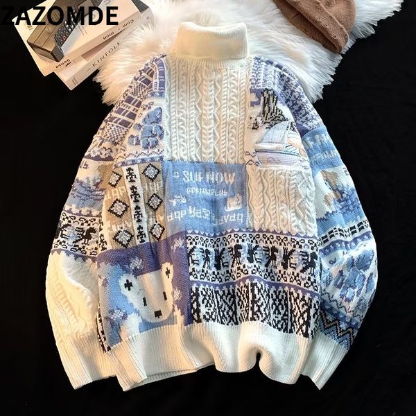 zazomde bear knitted turtleneck sweater men 2022 winter jumper harajuku cartoon fashion vintage oversize pullover streetwear men, White;black
zazomde bear knitted turtleneck sweater men 2022 winter jumper harajuku cartoon fashion vintage oversize pullover streetwear men, White;black
