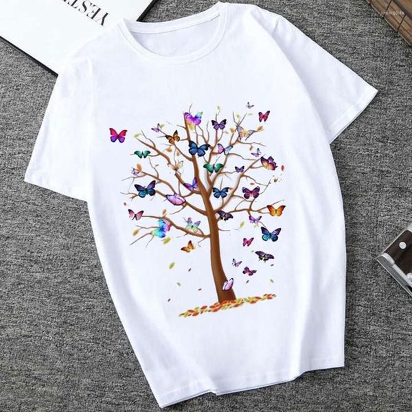 women's t shirts woman butterfly tree print colorful flowers printing graphic t-shirts women summer tees tshirts o neck ladies, White
women's t shirts woman butterfly tree print colorful flowers printing graphic t-shirts women summer tees tshirts o neck ladies, White
