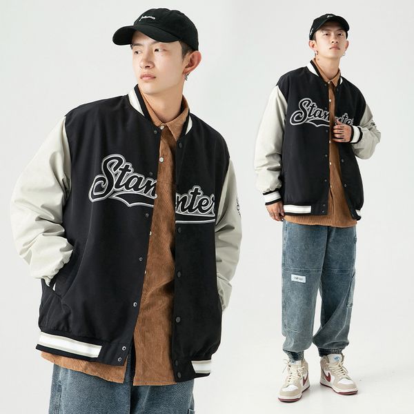 gym clothing athletic outdoor apparel cotton baseball jacket men's and women's couples new fashion fall winter versatile jacket, White;black
gym clothing athletic outdoor apparel cotton baseball jacket men's and women's couples new fashion fall winter versatile jacket, White;black