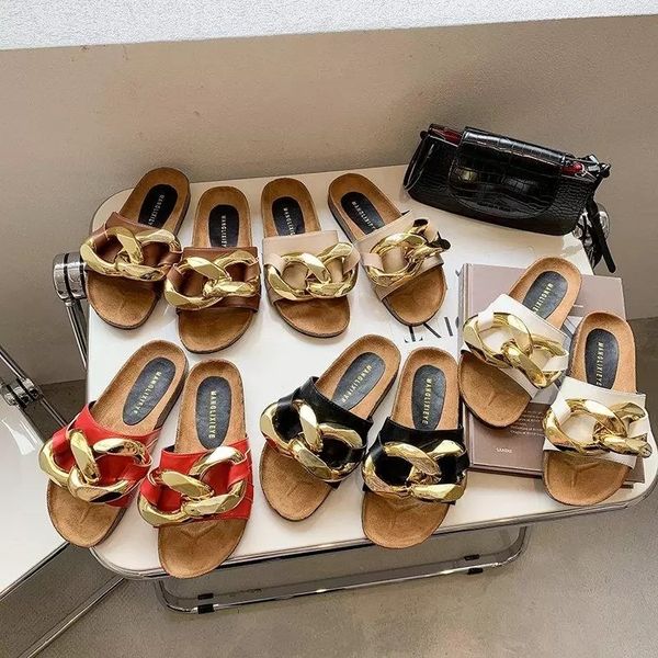 slippers women slipper fashion big gold chain sandals shoes woman round toe slip on mules flat heel casual slides flip flops, Black
slippers women slipper fashion big gold chain sandals shoes woman round toe slip on mules flat heel casual slides flip flops, Black