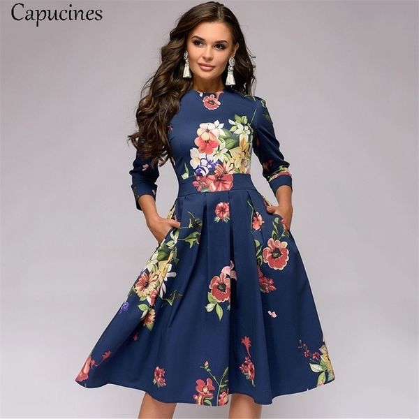 capucines women's elegent pleated floral printing a-line dress autumn vintage 3/4 sleeve pockets casual blue party dress j190619, Black;pink
capucines women's elegent pleated floral printing a-line dress autumn vintage 3/4 sleeve pockets casual blue party dress j190619, Black;pink