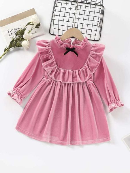 toddler girls flounce sleeve ruffle trim bow front velvet dress she, Red;yellow
toddler girls flounce sleeve ruffle trim bow front velvet dress she, Red;yellow