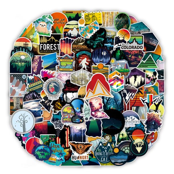 100pcs outdoor adventure stickers skate accessories waterproof vinyl sticker for skateboard lapluggage water bottle car decals kids gifts to
