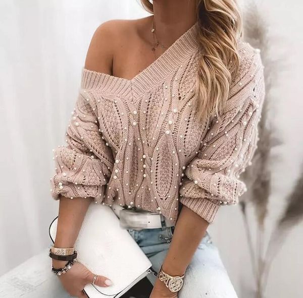 women's sweaters oversized dress casual knitted elegant beaded loose knitted v-neck long sleeve solid pullover jumper, White;black
women's sweaters oversized dress casual knitted elegant beaded loose knitted v-neck long sleeve solid pullover jumper, White;black