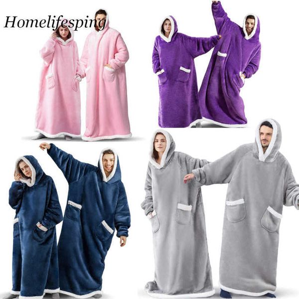 others apparel super long flannel blanket with sleeves winter hoodies sweatshirt women men pullover fleece giant tv blanket oversized t22101, Black;white
others apparel super long flannel blanket with sleeves winter hoodies sweatshirt women men pullover fleece giant tv blanket oversized t22101, Black;white