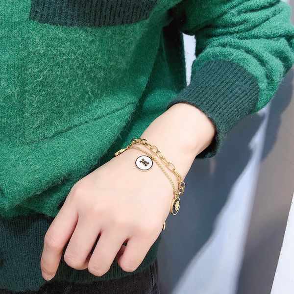 european and american designer link chains charm new style luxury brand 18k gold-plated bracelets high value couples with bracelet, Black
european and american designer link chains charm new style luxury brand 18k gold-plated bracelets high value couples with bracelet, Black