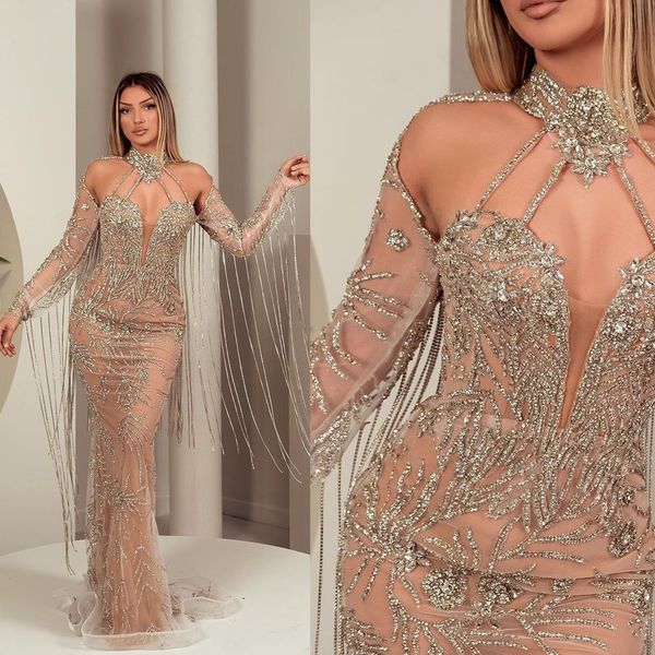 luxurious beads evening dresses high neck tassel mermaid prom dress new designed champagne formal party gowns, Black;red
luxurious beads evening dresses high neck tassel mermaid prom dress new designed champagne formal party gowns, Black;red