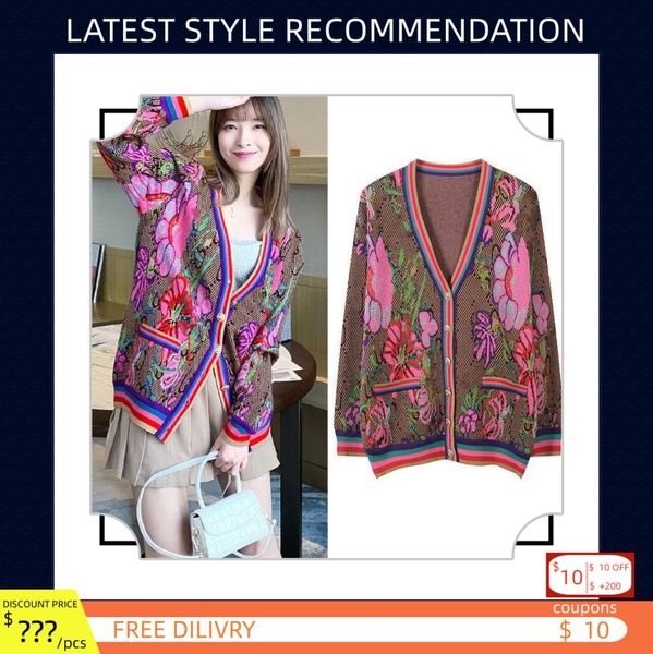 women's sweaters new autumn/winter retro fashion design cardigan flowers coloured drawing pattern golden button sweater web celebrity f, White;black
women's sweaters new autumn/winter retro fashion design cardigan flowers coloured drawing pattern golden button sweater web celebrity f, White;black