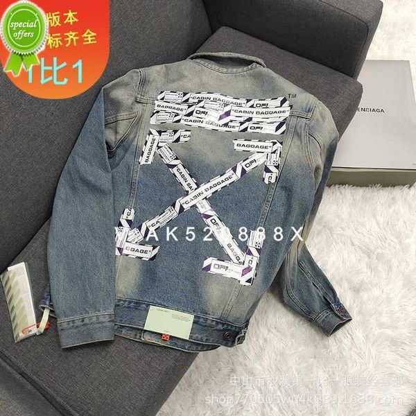 men's jacket correct offs style ow white airport cordon pressure tape arrow printed denim tide sign, Black;brown
men's jacket correct offs style ow white airport cordon pressure tape arrow printed denim tide sign, Black;brown