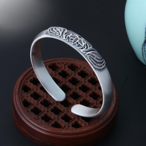 scrub 999 pure silver vintage bangles for women jewelry stamping process woman and, Black
scrub 999 pure silver vintage bangles for women jewelry stamping process woman and, Black