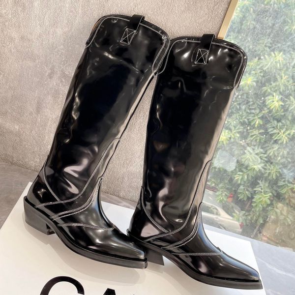 western style cowgirl boots cowboy heel pull-on classic booties leather outsole pointed toes knee high boot luxury designers shoe for women, Black
western style cowgirl boots cowboy heel pull-on classic booties leather outsole pointed toes knee high boot luxury designers shoe for women, Black