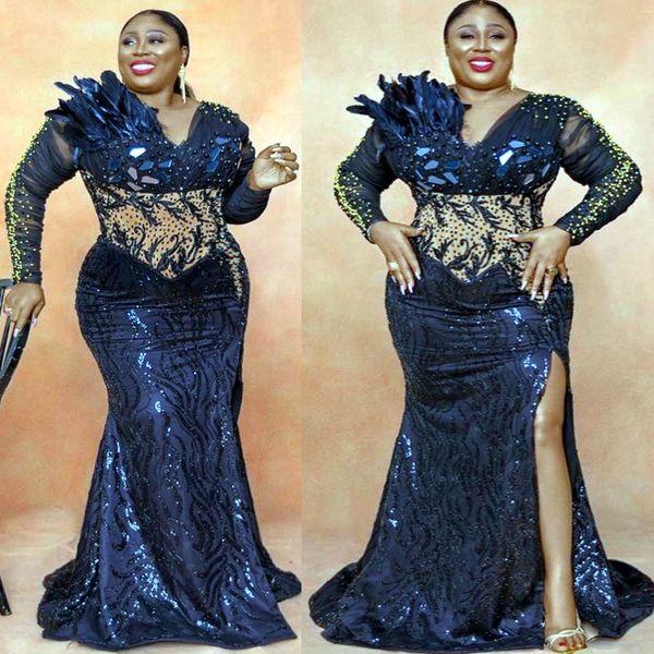 2022 arabic aso ebi luxurious mermaid prom dresses feather crystals beaded evening formal party second reception birthday engagement gowns d, Black
2022 arabic aso ebi luxurious mermaid prom dresses feather crystals beaded evening formal party second reception birthday engagement gowns d, Black
