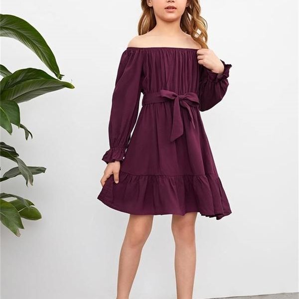 girls 1pc off shoulder plicated belted flounce sleeve ruffle hem dress she, Red;yellow
girls 1pc off shoulder plicated belted flounce sleeve ruffle hem dress she, Red;yellow