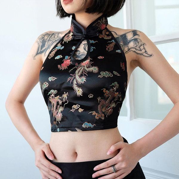 women's tanks & camis chinese style high waist mini bodycon skirt dragon embroidery halter sleeveless crop backless vest, White
women's tanks & camis chinese style high waist mini bodycon skirt dragon embroidery halter sleeveless crop backless vest, White