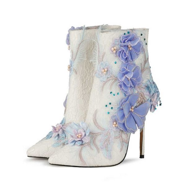 boots embroidery flower women ankle punch shoe stiletto high heel wedding shoes quality handmade pearl botas femininas 220901, Black
boots embroidery flower women ankle punch shoe stiletto high heel wedding shoes quality handmade pearl botas femininas 220901, Black