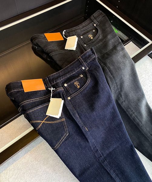 new men's straight slim fit jeans luxury brand designer quality business casual denim pants, Blue
new men's straight slim fit jeans luxury brand designer quality business casual denim pants, Blue