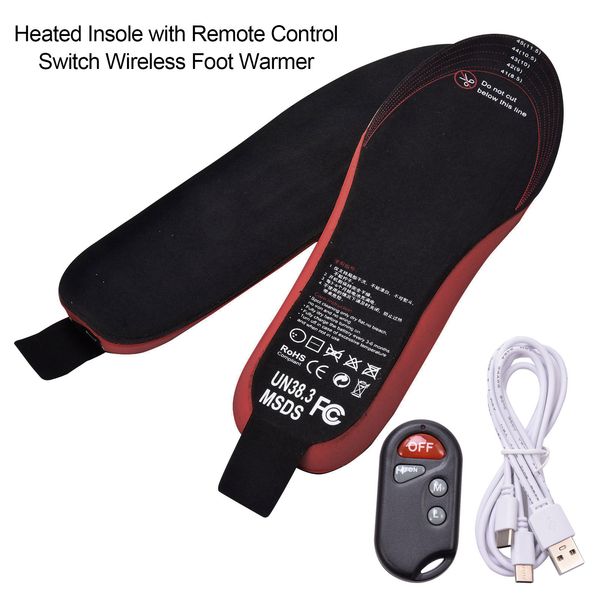 winter heated insole 3 temperature levels usb rechargeable remote control wireless foot warmer can be cut for cycling camping, Black
winter heated insole 3 temperature levels usb rechargeable remote control wireless foot warmer can be cut for cycling camping, Black
