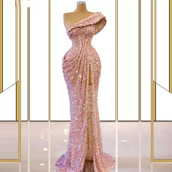 pink sequined prom dresses mermaid one shoulder ruched high split evening celebrity gowns arabic aso ebi formal occasion robe de soiree, Black;red
pink sequined prom dresses mermaid one shoulder ruched high split evening celebrity gowns arabic aso ebi formal occasion robe de soiree, Black;red