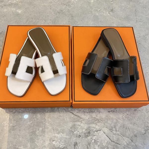 women slippers h brand flat sandals genuine leather black brown matte summer beach shoes size 35-42
women slippers h brand flat sandals genuine leather black brown matte summer beach shoes size 35-42