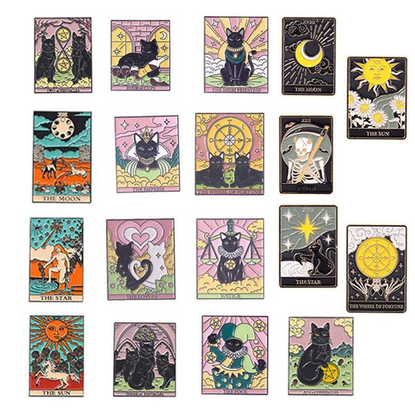 pins creative tarot series metal badge accessories cute cat clown skull animal shape baking varnish corsage, Gray
pins creative tarot series metal badge accessories cute cat clown skull animal shape baking varnish corsage, Gray