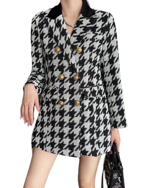 women's jackets 2022 european fashion autumn and winter new thousand bird grid suit dress, Black;brown
women's jackets 2022 european fashion autumn and winter new thousand bird grid suit dress, Black;brown
