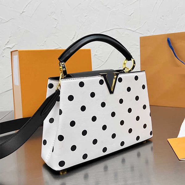 capucines bb handbags tote bags dot pattern removable wide strap metal bottom nail gold parts genuine leather fashion
capucines bb handbags tote bags dot pattern removable wide strap metal bottom nail gold parts genuine leather fashion