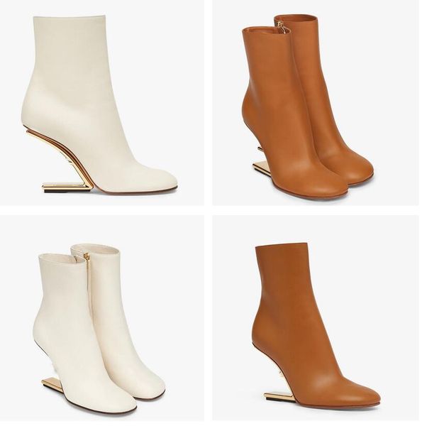 22 swinter luxury first ankle boots women nappa leather round toe interior side zipper head gold diagonal f shape stereo heel luxury profile, Black
22 swinter luxury first ankle boots women nappa leather round toe interior side zipper head gold diagonal f shape stereo heel luxury profile, Black