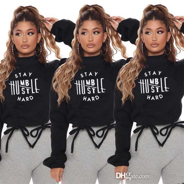 aututmn women black sweatshirt long sleeve letters print sweater casual crop with drawstring on both sides
aututmn women black sweatshirt long sleeve letters print sweater casual crop with drawstring on both sides