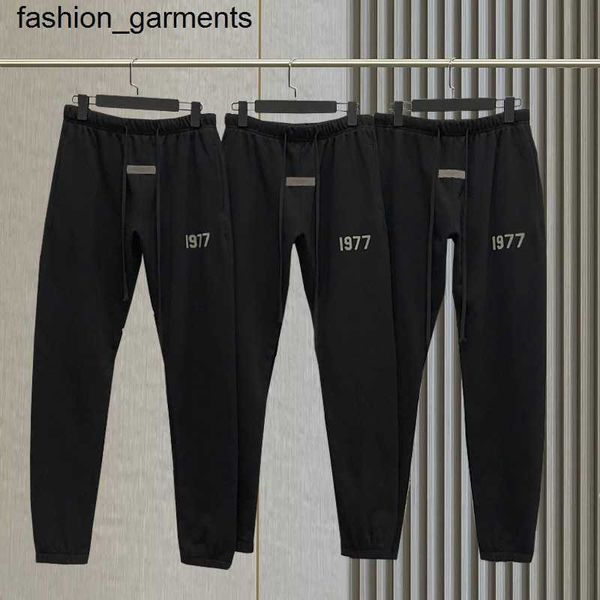 mens designer flocking essential drawstring leggings loose pants double thread, Black