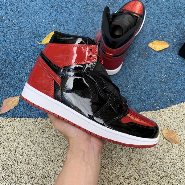 with box 1 1s mens basketball shoes patent bred high cut black white varsity red men women trainers sports sneakers 555088-063 og quality 36
with box 1 1s mens basketball shoes patent bred high cut black white varsity red men women trainers sports sneakers 555088-063 og quality 36