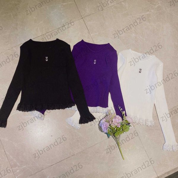 designer womens sweater solid color letter logo printed knitted sweater hem and cuff stitched lace knitwear contracted joker women, White;black
designer womens sweater solid color letter logo printed knitted sweater hem and cuff stitched lace knitwear contracted joker women, White;black