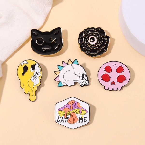 new skull mushroom jellyfish rose cat shaped metal paint brooch coat backpack accessories, Gray
new skull mushroom jellyfish rose cat shaped metal paint brooch coat backpack accessories, Gray