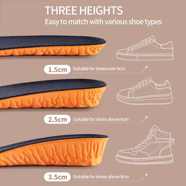 1.5-3.5cm invisible height increase insoles orange eva memory foam shoes sole pad breathable comfortable for men women feet care, Black
1.5-3.5cm invisible height increase insoles orange eva memory foam shoes sole pad breathable comfortable for men women feet care, Black