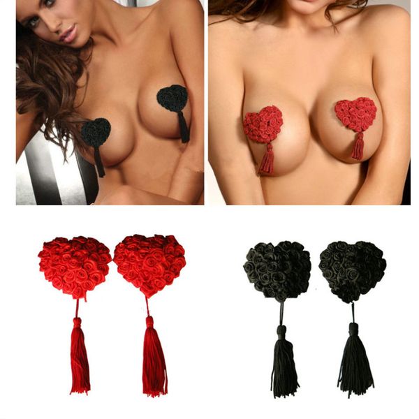 costumes 1 pair rose heart shaped reusable pasties stickers women self adhesive nipple sticker with tassel bra nipple cover toys co, Black
costumes 1 pair rose heart shaped reusable pasties stickers women self adhesive nipple sticker with tassel bra nipple cover toys co, Black