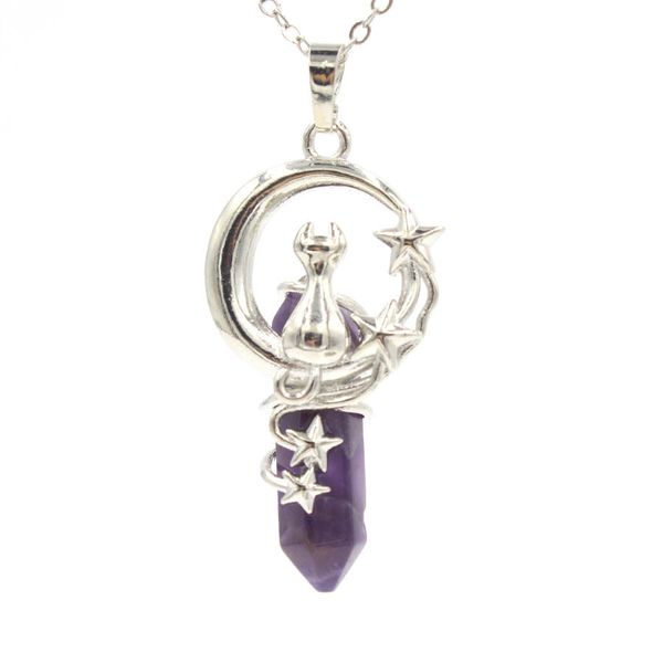 crystal hexagram star moon cat pillar charms pendants natural stone amethyst rose quartz pointed reiki chakra dangle beads jewelry bh020, Silver
crystal hexagram star moon cat pillar charms pendants natural stone amethyst rose quartz pointed reiki chakra dangle beads jewelry bh020, Silver