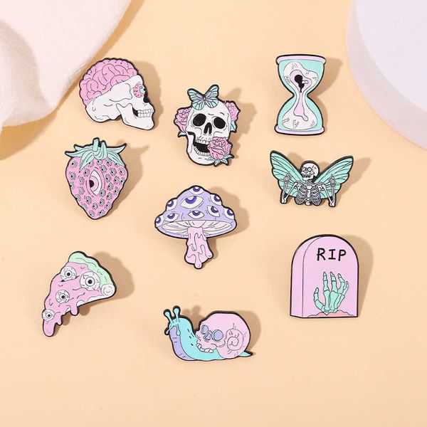 new halloween series metal badge accessories skull head mushroom snail style personality brooch, Gray
new halloween series metal badge accessories skull head mushroom snail style personality brooch, Gray