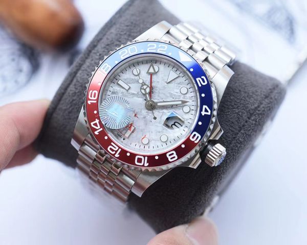 with original box men's watches 40mm gmt wristwatches automatic mechanical ceramic coke bezel stainless steel strap with folded buckle, Slivery;brown
with original box men's watches 40mm gmt wristwatches automatic mechanical ceramic coke bezel stainless steel strap with folded buckle, Slivery;brown