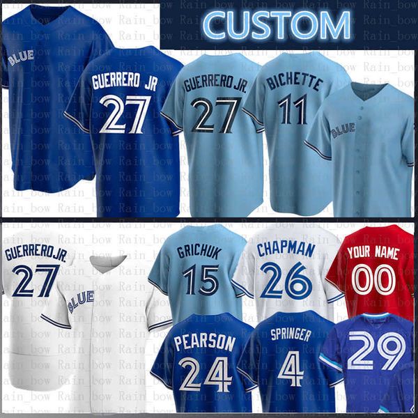 custom vladimir guerrero jr. baseball jersey toronto blue bo bichette george springer nate pearson matt chapman alejandro kirk lourdes, Blue;black
custom vladimir guerrero jr. baseball jersey toronto blue bo bichette george springer nate pearson matt chapman alejandro kirk lourdes, Blue;black