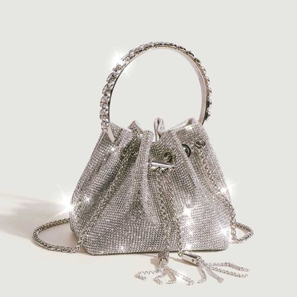 full diamond bucket bag small flash drill chain portable inlaid single shoulder cross body large, Silver
full diamond bucket bag small flash drill chain portable inlaid single shoulder cross body large, Silver