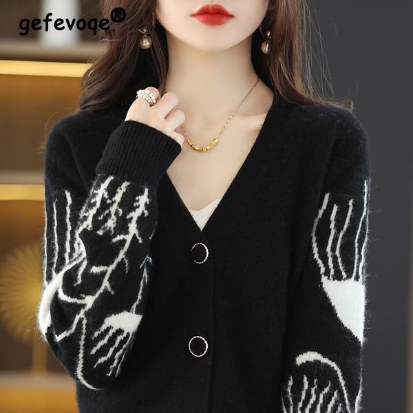 vintage fashion casual loose chic knitted sweater cardigan women autumn v-neck single breasted long sleeve knit coat clothes, White;black
vintage fashion casual loose chic knitted sweater cardigan women autumn v-neck single breasted long sleeve knit coat clothes, White;black