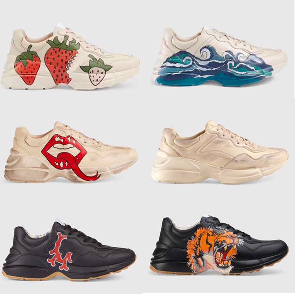 luxury designer sneaker leather rhyton vintage trainer with mouth print strawberry tiger web mens women casual shoes oversize sneakers 35-45, Black
luxury designer sneaker leather rhyton vintage trainer with mouth print strawberry tiger web mens women casual shoes oversize sneakers 35-45, Black