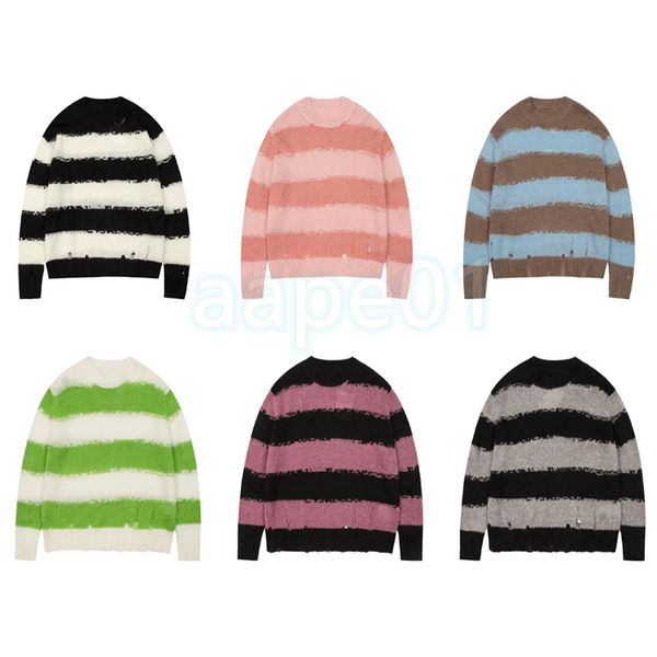 womens fashion stripe sweater designer round neck knit sweaters hole pullovers long sleeve knitted jumper asian size s-l, White;black
womens fashion stripe sweater designer round neck knit sweaters hole pullovers long sleeve knitted jumper asian size s-l, White;black