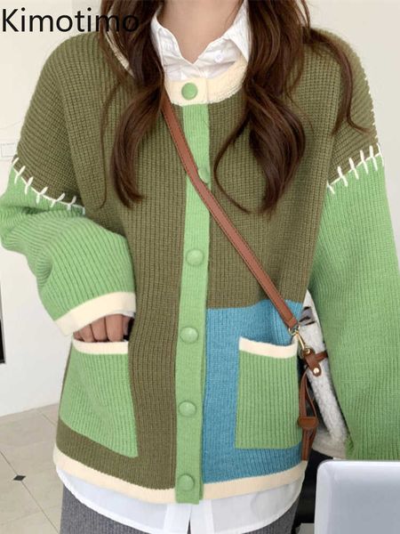 women's sweaters kimotimo hit color stitching sweater women 2022 new double pockets loose knitted vest korean fashion round neck vests, White;black
women's sweaters kimotimo hit color stitching sweater women 2022 new double pockets loose knitted vest korean fashion round neck vests, White;black