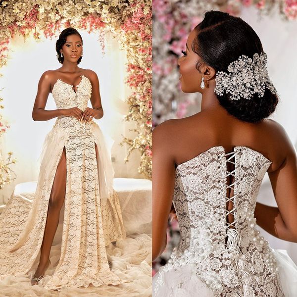 high slit ball gown wedding dresses with deep v-neck 2022 new a-line pearls sleeveless lace up bridal gown floor-length robe de vestido, White
high slit ball gown wedding dresses with deep v-neck 2022 new a-line pearls sleeveless lace up bridal gown floor-length robe de vestido, White