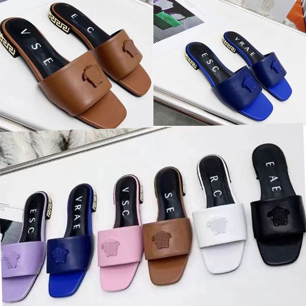 2022 designer women pure color beach slides slippers luxury leather square head head portrait chunky flat heeled sandals lady shallow mouth, Black
2022 designer women pure color beach slides slippers luxury leather square head head portrait chunky flat heeled sandals lady shallow mouth, Black