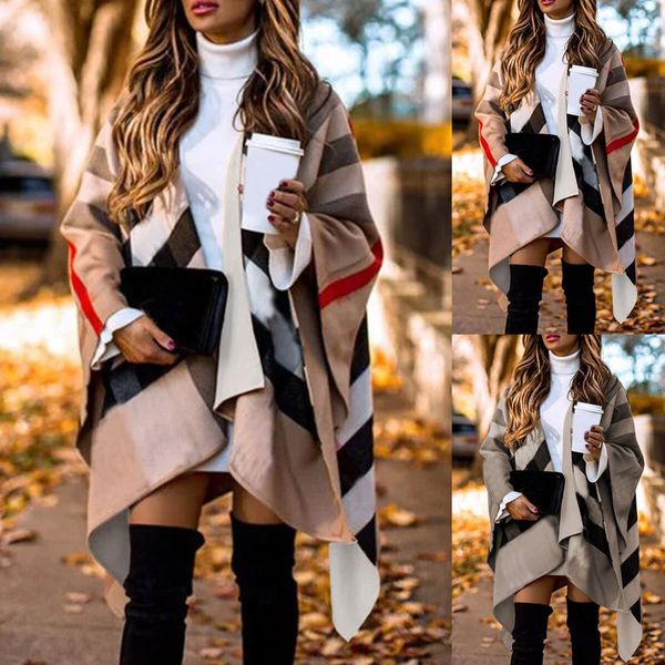 women's trench coats autumn winter women fashion batwing sleeve coat plaid stripes poncho scarf shawl, Tan;black
women's trench coats autumn winter women fashion batwing sleeve coat plaid stripes poncho scarf shawl, Tan;black
