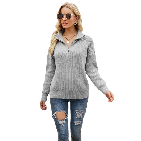 women's sweaters zip up sweater knitwear vintage autumn winter pullover long sleeve jumper pulls warm knitted for women, White;black
women's sweaters zip up sweater knitwear vintage autumn winter pullover long sleeve jumper pulls warm knitted for women, White;black