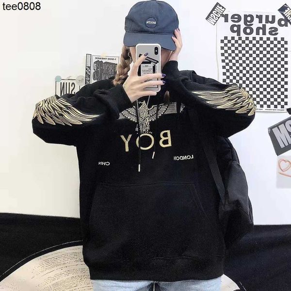 designer boy fashion brand autumn and winter suede sweater for men and women gold thread embroidery eagle wings couple long sleeve loose hoo, Black
designer boy fashion brand autumn and winter suede sweater for men and women gold thread embroidery eagle wings couple long sleeve loose hoo, Black