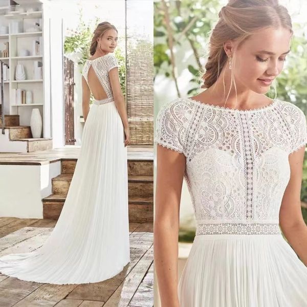 crochet lace country a-line wedding dresses with short sleeve 2023 jewel neck bohemian garden bridal gown vestido de noiva branco, White
crochet lace country a-line wedding dresses with short sleeve 2023 jewel neck bohemian garden bridal gown vestido de noiva branco, White