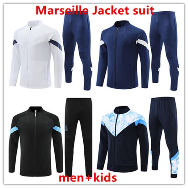 Image of 2022 2023 Marseilles trascksuit adult and kids Soccer PAYET GUENDOUZI KAMARA Men Football Training Suit Olympique de MarseilleS Survetement Maillot Foot